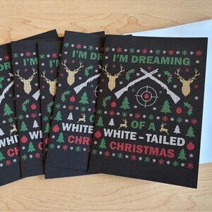 5x Grizzly Christmas Cards w/ Envelopes I'm Dreaming of a White-Tailed Christmas